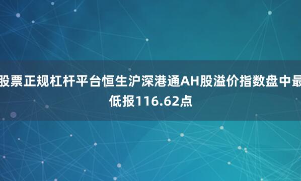 股票正规杠杆平台恒生沪深港通AH股溢价指数盘中最低报116.62点